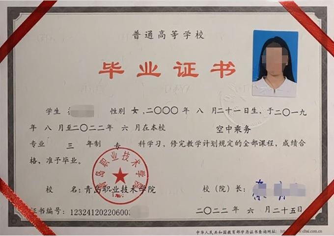海林青岛职业技术学院毕业证样本图片